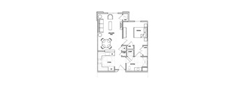 1Bath 1Bed Floor Plan at Perryman Station Apartments, Aberdeen, 21001