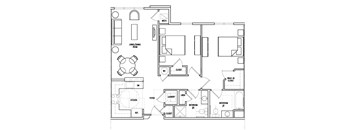 2Bed 2Bath Floor Plan at Perryman Station Apartments, Aberdeen, MD