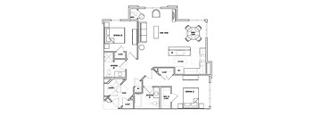 2B2B Floor Plan at Perryman Station Apartments, Aberdeen, MD, 21001