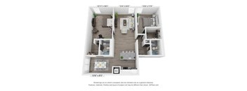 a 1 bedroom floor plan  600 sq ft at The James On Merrimac, Williamsburg, VA 23185
