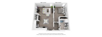 a floor plan with a bedroom and a living room at The James On Merrimac, Williamsburg Virginia