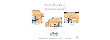 Studio 1 bathroom floor plan D at Carillon House, Washington