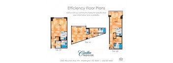 Studio 1 bathroom floor plan at Carillon House, Washington