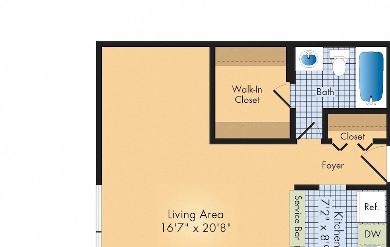 Studio Apartment Floor Plan 490 Sqft