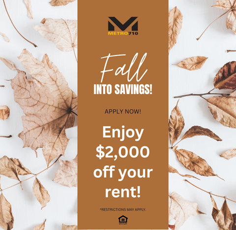 A promotional image for a fall savings offer from Metro 710.