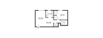 1 Bedroom 1 Bath Floor Plan at Overlook Apartments, Hyattsville, MD