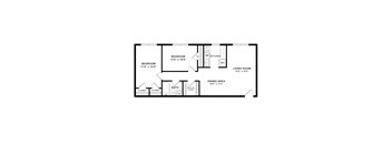 2 Bedroom 1 Bath Floor Plan at Overlook Apartments, Hyattsville, 20782