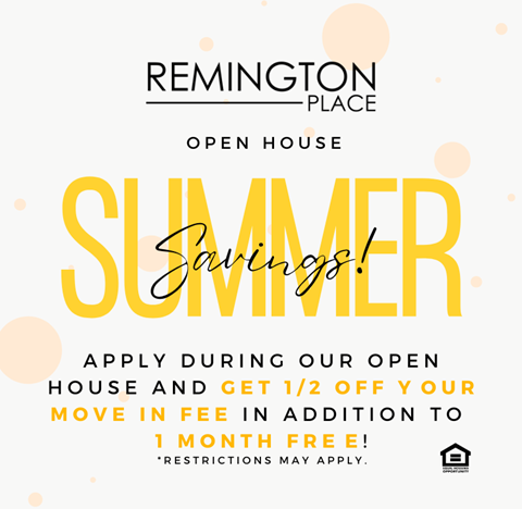 a invitation to an open house with a yellow and white invitation template