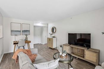 Living Room With Kitchen View at Aspen at Lake Trail, Columbia, 21045
