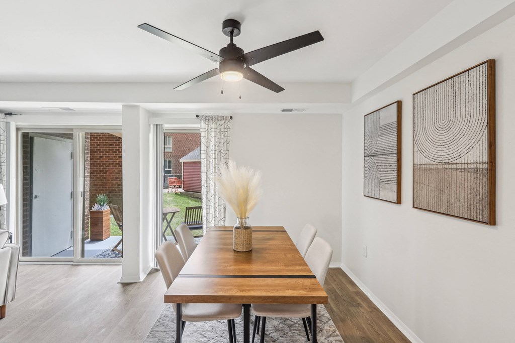 Dining Room With Views To The Beautiful Courtyard at Aspen at Lake Trail, Maryland