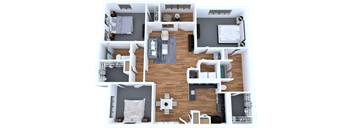 3 bed 2 bath floor plan at Elevate Eagles Landing Apartments, Stockbridge, Georgia