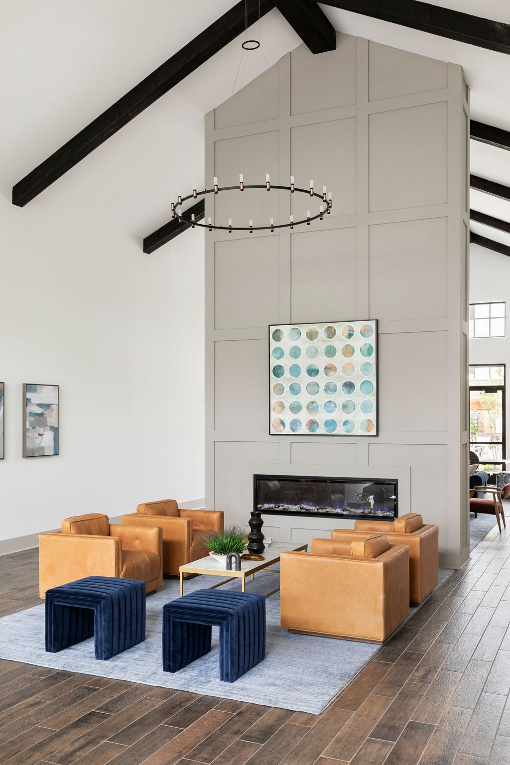 a living room with a couch and a fireplace at The Cannon, Murfreesboro
