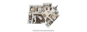 A floor plan of a house with a kitchen, living room, dining room, and bedrooms.