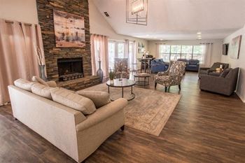 Spacious club house with fireplace at