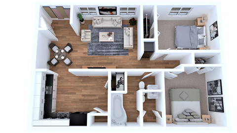2 bed 1.5 bath floor plan at Lory of Harbison, South Carolina