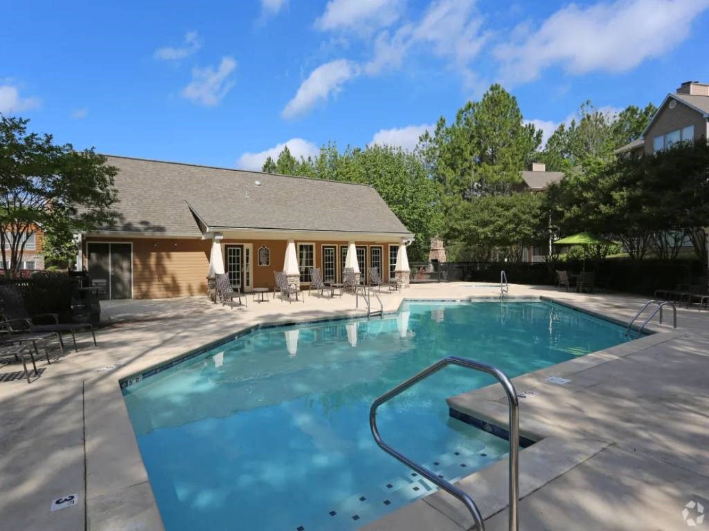 the swimming pool at the apartments for rent