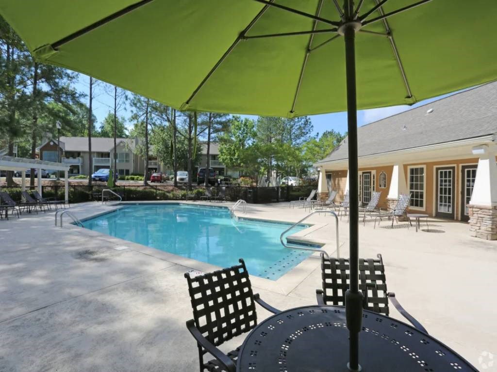 our apartments have a pool and patio