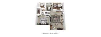 a floor plan of a 1 bedroom apartment