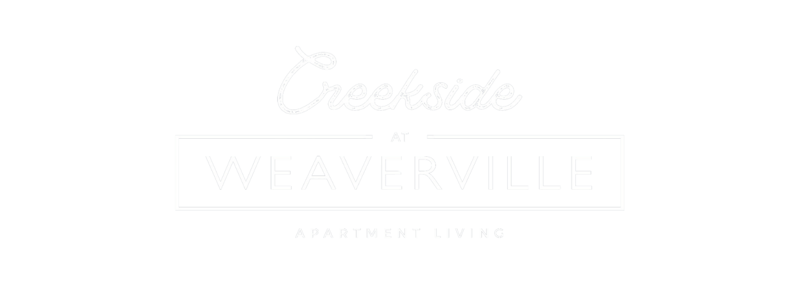 A logo for apartment living at Weaverville.