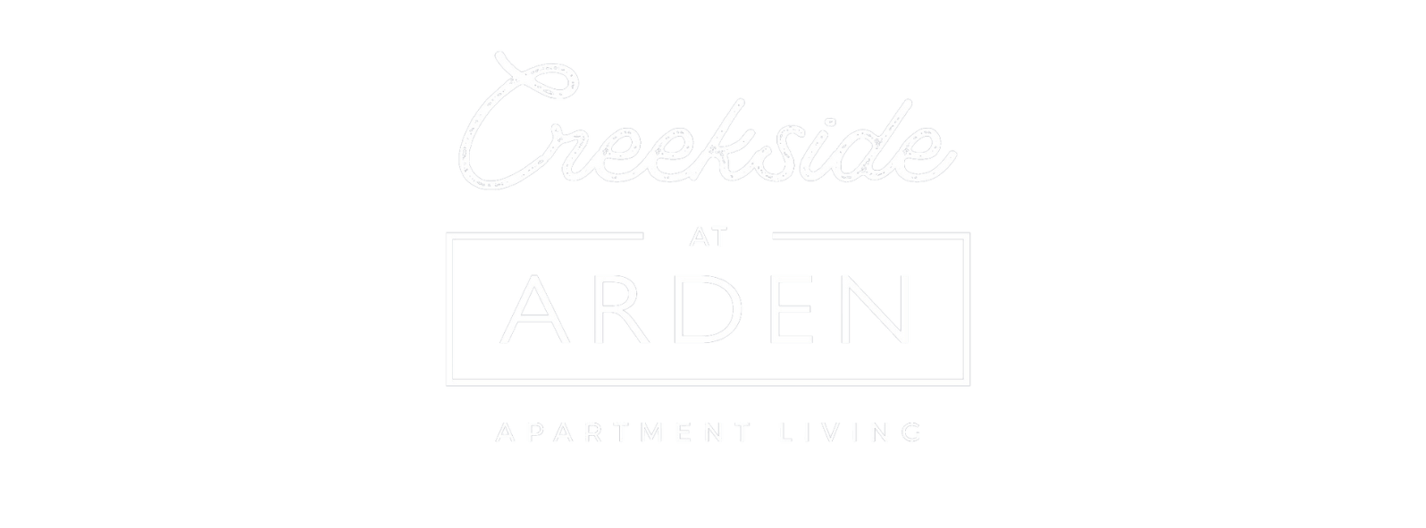 A logo for apartment living at creekside at arden.