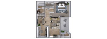 a floor plan of a two bedroom apartment with a living room and dining room and a bedroom  at 555 Mansell, Georgia