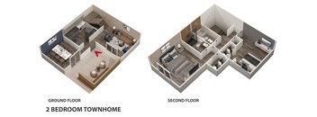 a comparison of a 2 bedroom floor plan and a 3 bedroom