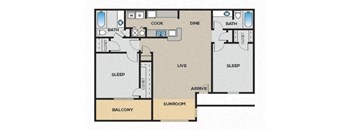 2 Bedroom 2 Bathroom Floor Plan at Elevate Greene, Georgia