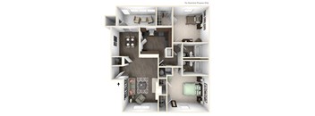 a 3d drawing of a floor plan with a bedroom and living room