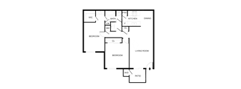 the bedroom floor plan of the apartment with fireplace