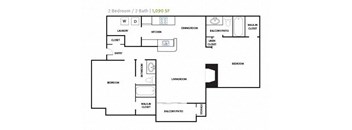 2 Bedroom 2 Bathroom Floor Plan at Reserve at Peachtree Corners, Georgia