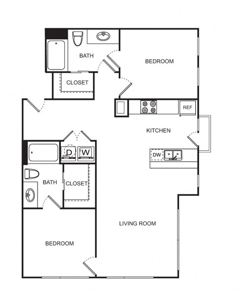 2 bed 2 bath B1 Floor Plan 2 bed 2 bath B1 Floor Plan at Optimist Lofts, Atlanta, 30324