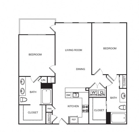 2 bed 2 bath B5 Floor Plan at Optimist Lofts, Atlanta