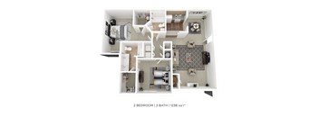 a floor plan of 2 bedroom 1 bath