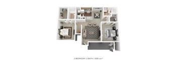 a floor plan of 2 bedroom 1 bath