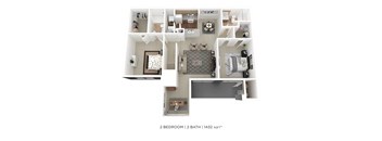 a floor plan of 2 bedroom 1 bath