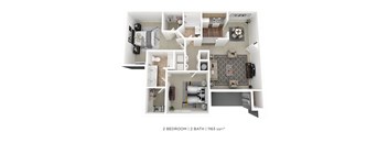 a floor plan of 2 bedroom 1 bath