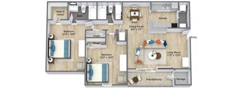 a floor plan of a house with a bedroom and a living room