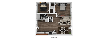 2 bed 1 bath floor plan at The Oasis on Cascade, Georgia