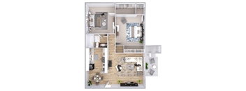a floor plan of a two bedroom apartment with a living room and kitchen  at 555 Mansell, Roswell, 30076