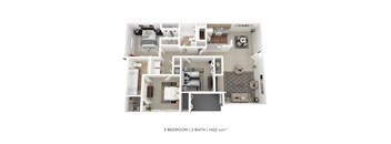 a floor plan of a 3 bedroom 1 bath apartment