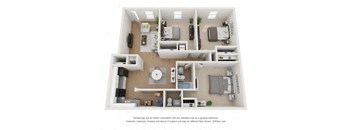 3 bed 2 bath floor plan at Parks at Utoy Creek Apartments in Atlanta, Georgia 30331