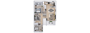 bedroom floor plan an in 2 bed 2 bath  at 555 Mansell, Georgia, 30076