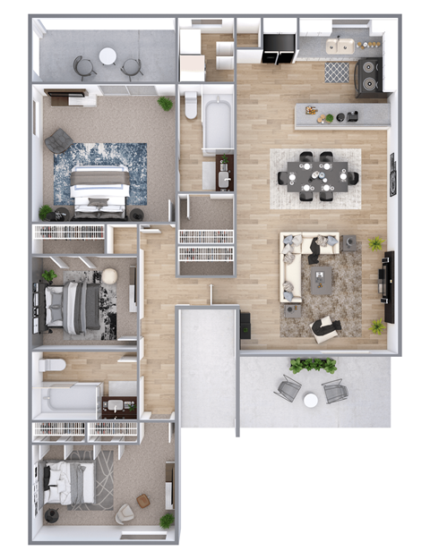 bedroom floor plan an in 2 bed 2 bath  at 555 Mansell, Georgia, 30076
