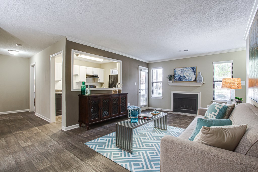 Living Room With Kitchen at 50 Stoneview, Lilburn, Georgia
