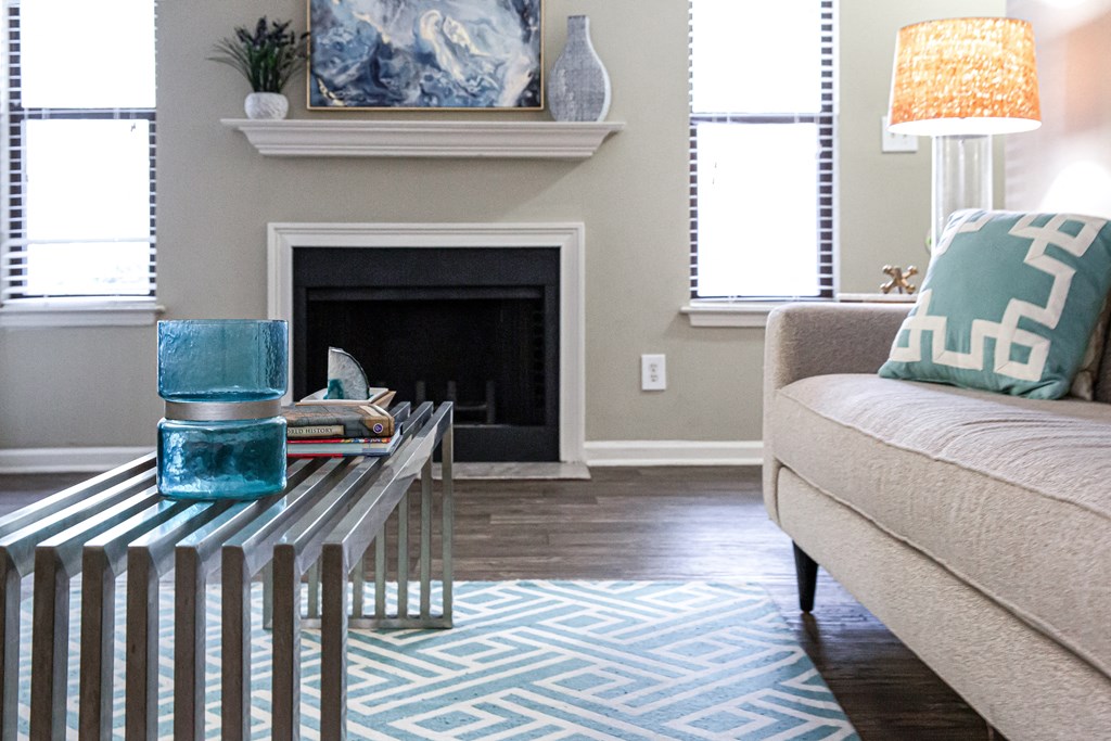 Living Area With Fireplace at 50 Stoneview, Lilburn, GA, 30047