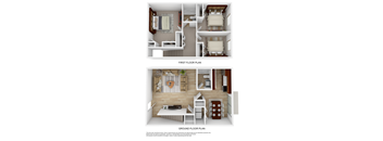 3 bedroom floor plan  at Chelsea Place apartments Lithonia, GA