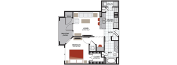 1 bedroom A1 floor plan 2380 Main at Sugarloaf Duluth, GA