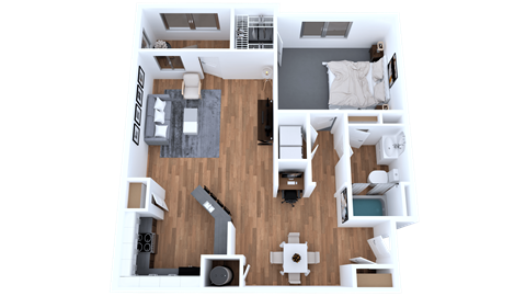 1 bed 1 bath floor planat Elevate Eagles Landing Apartments, Georgia