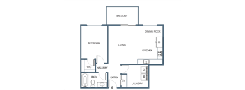 A11 1 Bedroom 1 Bathroom Floor Plan at Latitude at South Portland Apartment, Maine, 04106