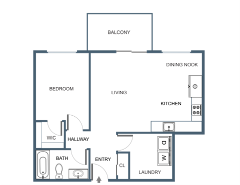 A11 1 Bedroom 1 Bathroom Floor Plan at Latitude at South Portland Apartment, Maine, 04106